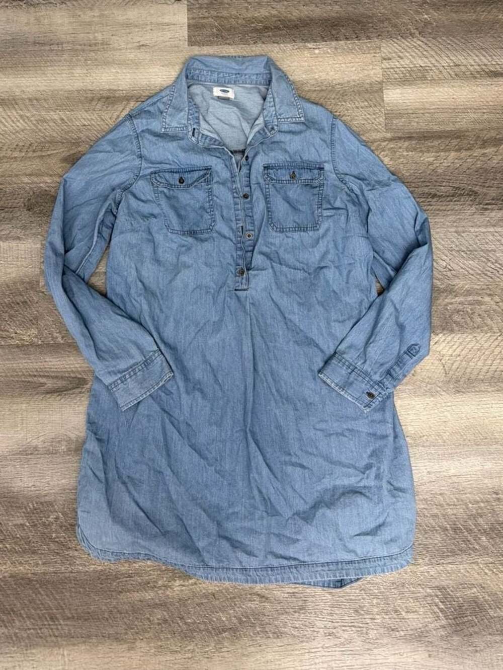 Old Navy Women's Long Sleeve Chambray Denim Shirt Dress Tunic